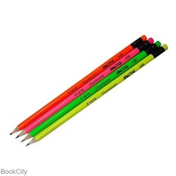 تصویر  مداد مشكي پاك‌كن‌دار بدنه طرح‌دار رنگي FACTIS Flash Pencil Fluorescent